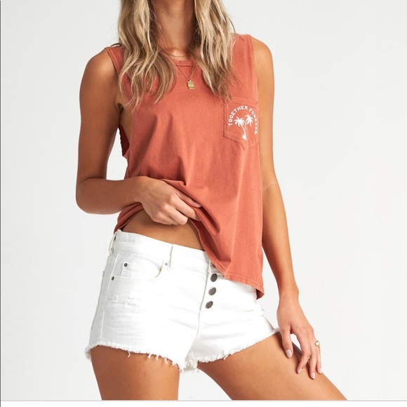 Billabong Buttoned Up White Jean Shorts - Picture 3 of 12